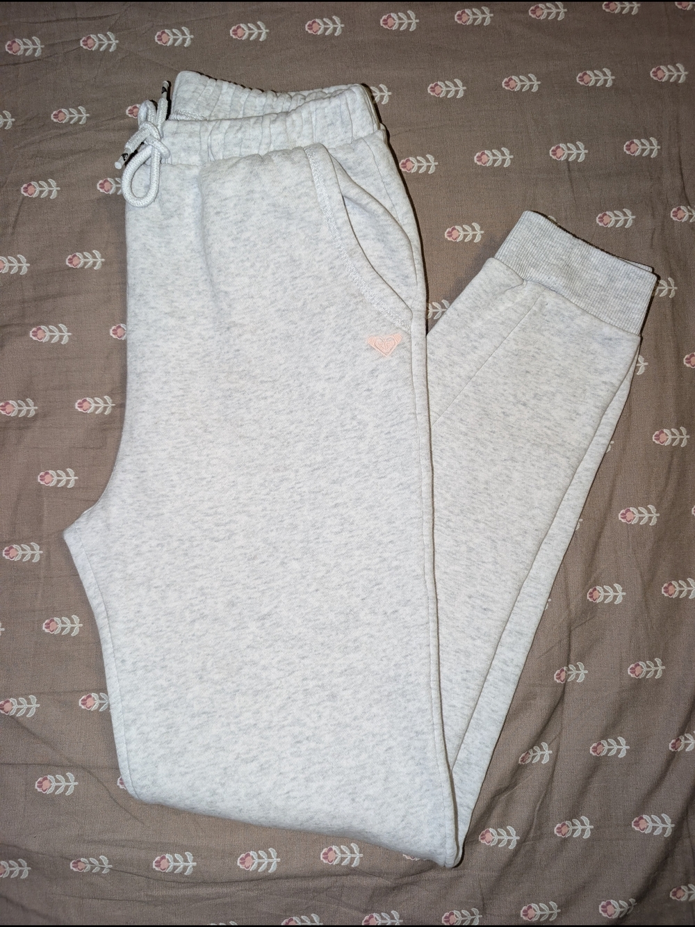 Light Gray Sweatpants with Subtle Roxy Logo